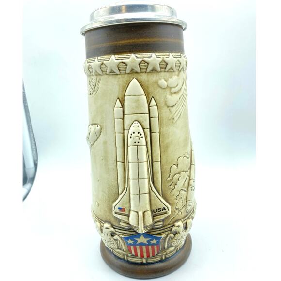Vintage NASA Space Shuttle commemorative Beer Stein Ceramarte 1983 Brazil - Picture 1 of 7